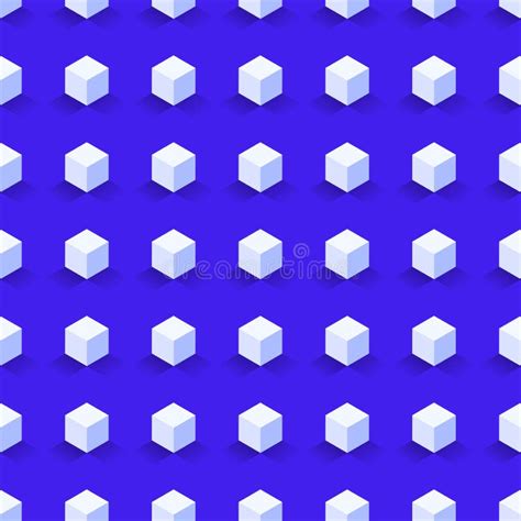 Hexagon Seamless Abstract Cube Vector Pattern Blue Color Tone Design