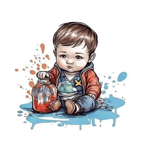 Premium Photo Watercolor Painting Of A Cute Baby
