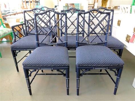 Original wood finish has been polished. Set of 6 FAUX BAMBOO Chippendales in Old Navy for the ...