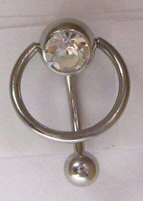 Surgical Steel Clear Dangle Crystal Vch Clitoral Clit Hood Ring Gauge Ebay