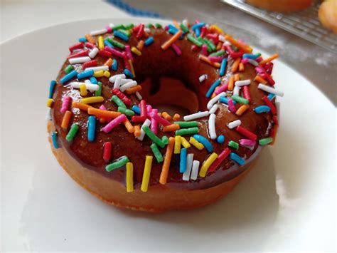 Homemade Chocolate Glazed Donut With Rainbow Sprinkles Rfood