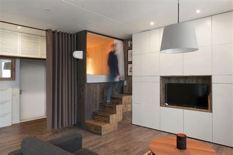 The Designers Small Studio Apartment Features An Ingenious Loft Bed