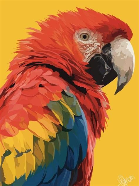 Parrot Print Tropical Bird Watercolor Wall Art Exotic Birds Parrot