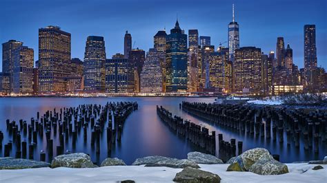 Manhattan Wallpaper 4k New York City City Lights Cityscape Blizzard
