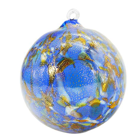 Blue Christmas Ball Dot Fantasy Special Xmas Original Murano Glass Omg