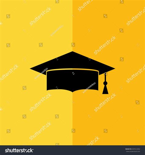 Black Graduation Hat Icon Vector Illustration Stock Vector Royalty