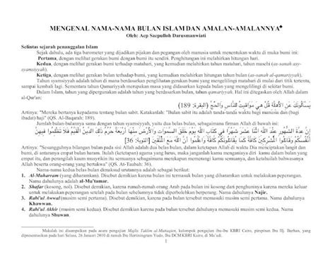 Mengenal Nama Nama Bulan Islam Dan Amalan Amalannya Download Pdf