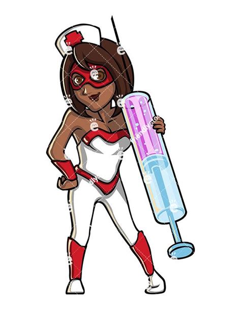 A Black Female Nurse Superhero Holding A Huge Syringe Phlebotomy Humor