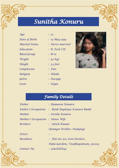 Latest Marriage Biodata Formats In Word PDF Free Download