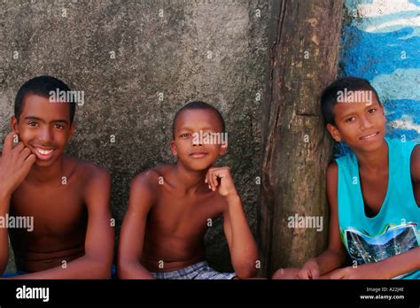 Boys In The Favela Rocinha Rio De Janeiro Brazil Stock Photo