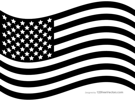 Vector American Flag Black And White At Collection Of