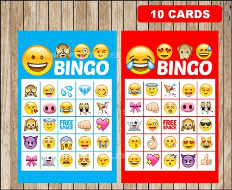 Printable Emoji Bingo Cards Printable Emojis Bingo Game Etsy
