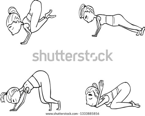 cartoon yoga poses stock vector royalty free 1333885856 shutterstock