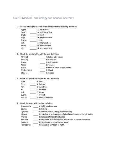 Medical Terminology Questions And Answers Pdf Fill Out And Sign Online