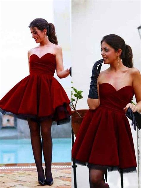 A Lineprincess Sweetheart Sleeveless Shortmini Satin Dresses Red
