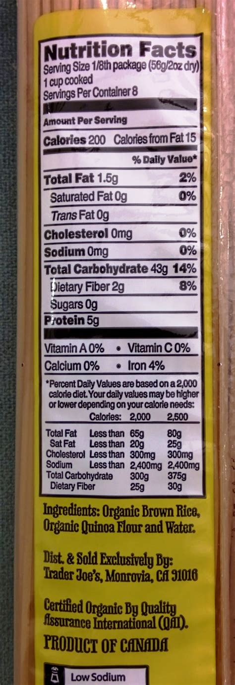 Quinoa Pasta Nutrition Facts