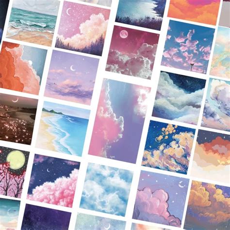 50 Pack Pretty Sky Landscape Stickers Aesthetic Waterproof Etsy