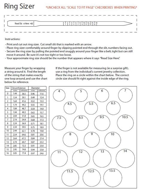 Ring Size Chart Kay Free Printable Ring Sizer Uk Free Printable