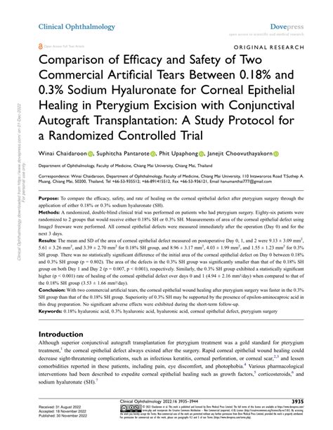 Pdf Comparison Of Efficacy And Safety Of Two Commercial Artificial