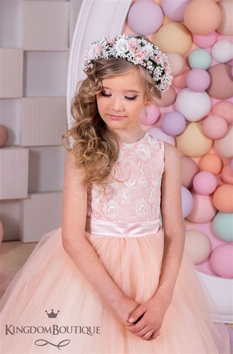 Blush Ivory Lace Tulle Formal Flower Girl Dress For Special Etsy