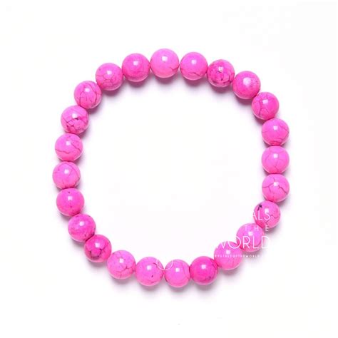 Pink Howlite Bead Bracelet Crystals Of The World