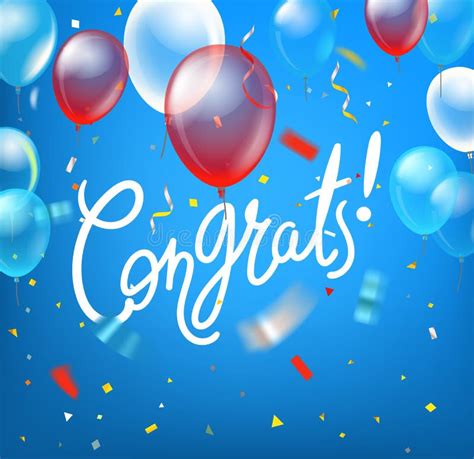 Congrats Vector Card With Balloons Stock Vector Illustration Of