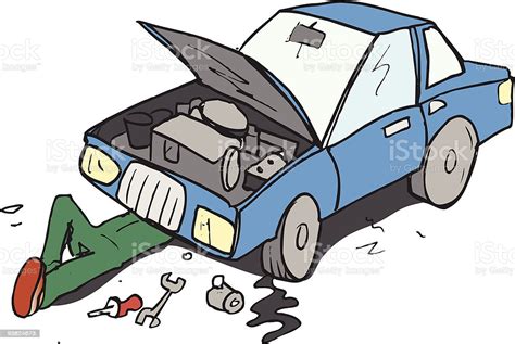 Mecánico es la denominación genérica que reciben los profesionales que se ocupan de. Cartoon Mechanic Working On A Car Stock Illustration ...