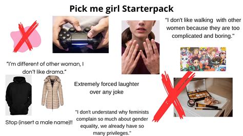 Pick Me Girl Starterpack Rstarterpacks Starter Packs Know Your Meme