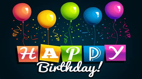 Colorful Balloons Happy Birthday Letters In Black Background Hd Happy