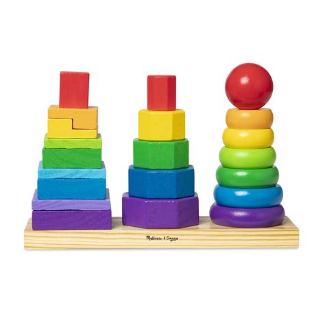 Melissa And Doug Geometric Stacker Wooden Educational Toy