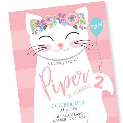 Printable Cat Birthday Invitations Printable Word Searches