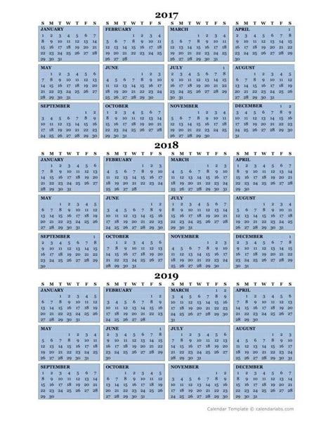 3 Year Calendar Template In 2020 Excel Calendar Template Calendar