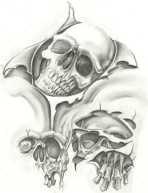 Black And Grey Tattoo Skull Flash