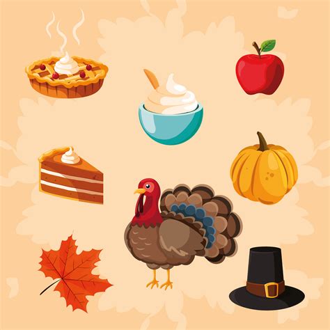 Turkey Of Thanksgiving Day With Set Icons 660593 Vector Art At Vecteezy