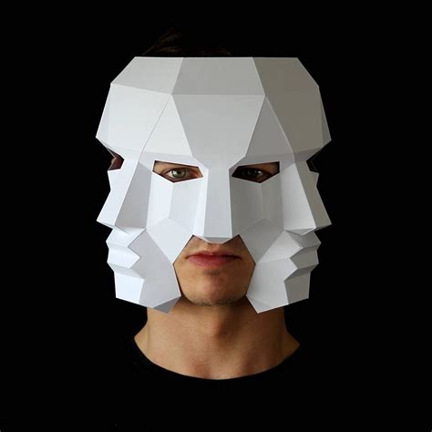 Geometric Low Poly Papercraft Three Face Paper Mask By Ntanos Paper