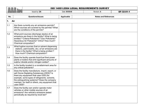 Iso Internal Audit Checklist Sample Images
