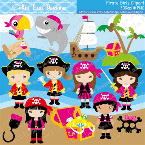 Pirate Girl Clipart Cute Girl Pirate Clip Art Cg191 Etsy