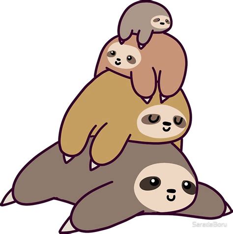 Sloth Stack Sticker By Saradaboru In 2021 Cute Sloth Cute Stickers