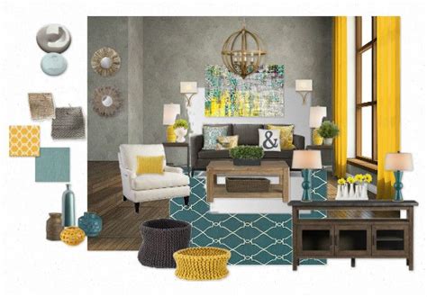 Teal And Gold Great Room By Createhome Yellow Living Room Teal