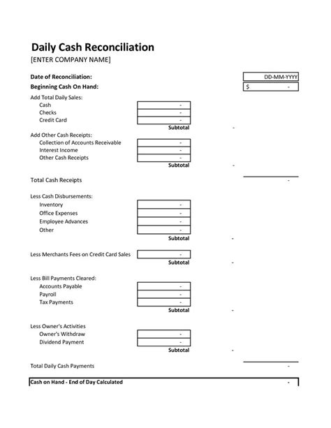 The Exciting End Of Day Cash Register Report Template Google Search