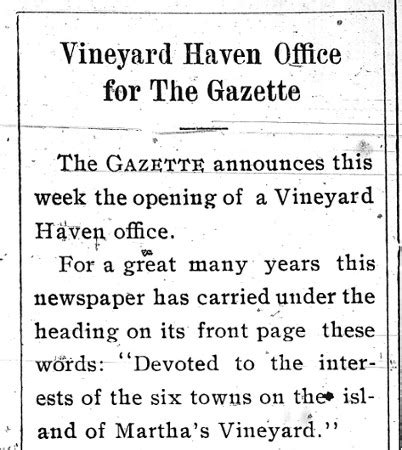 The Vineyard Gazette Martha S Vineyard News Vineyard Haven Office