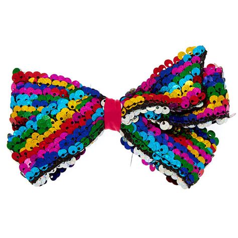 Claires Club Reversible Sequins Rainbow Hair Bow Claires Us
