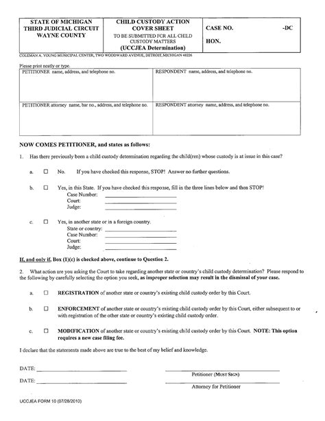 Download Michigan Child Custody Form For Free Formtemplate