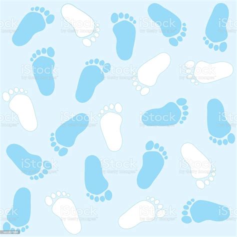 Baby Boy Footprints Seamless Pattern Stock Illustration Download