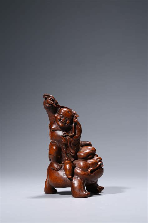 Lot Chinese Bamboo Carving Of Liu Hai And A Toad