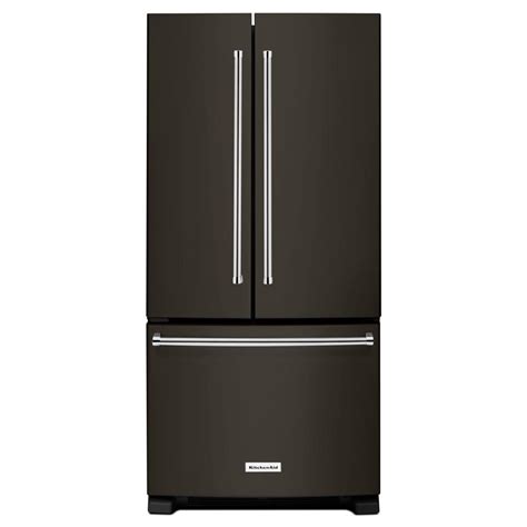 Elegant and stylish pure black stainless steel, brushed for a unique, warm effect. KitchenAid 33 in. W 22.1 cu. ft. French Door Refrigerator ...
