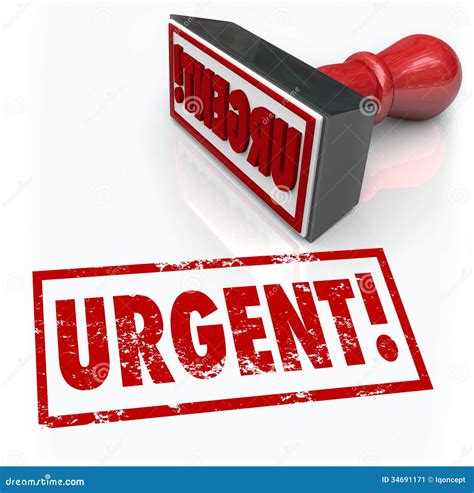 Urgent Stamp Word Immediate Emergency Action Required Stock Image