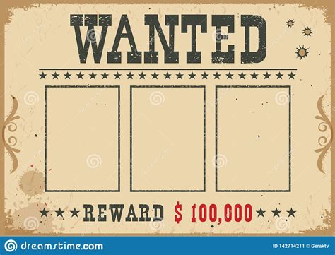 Wanted Postervector Western Illustration With Text And Space For
