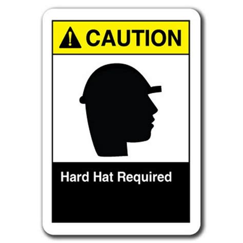 Caution Sign Hard Hat Required 7x10 Plastic Safety Sign Ansi Osha