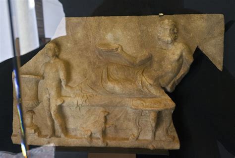 Roman Marble Relief With A Banqueting Scene Found At Zilil End Of The